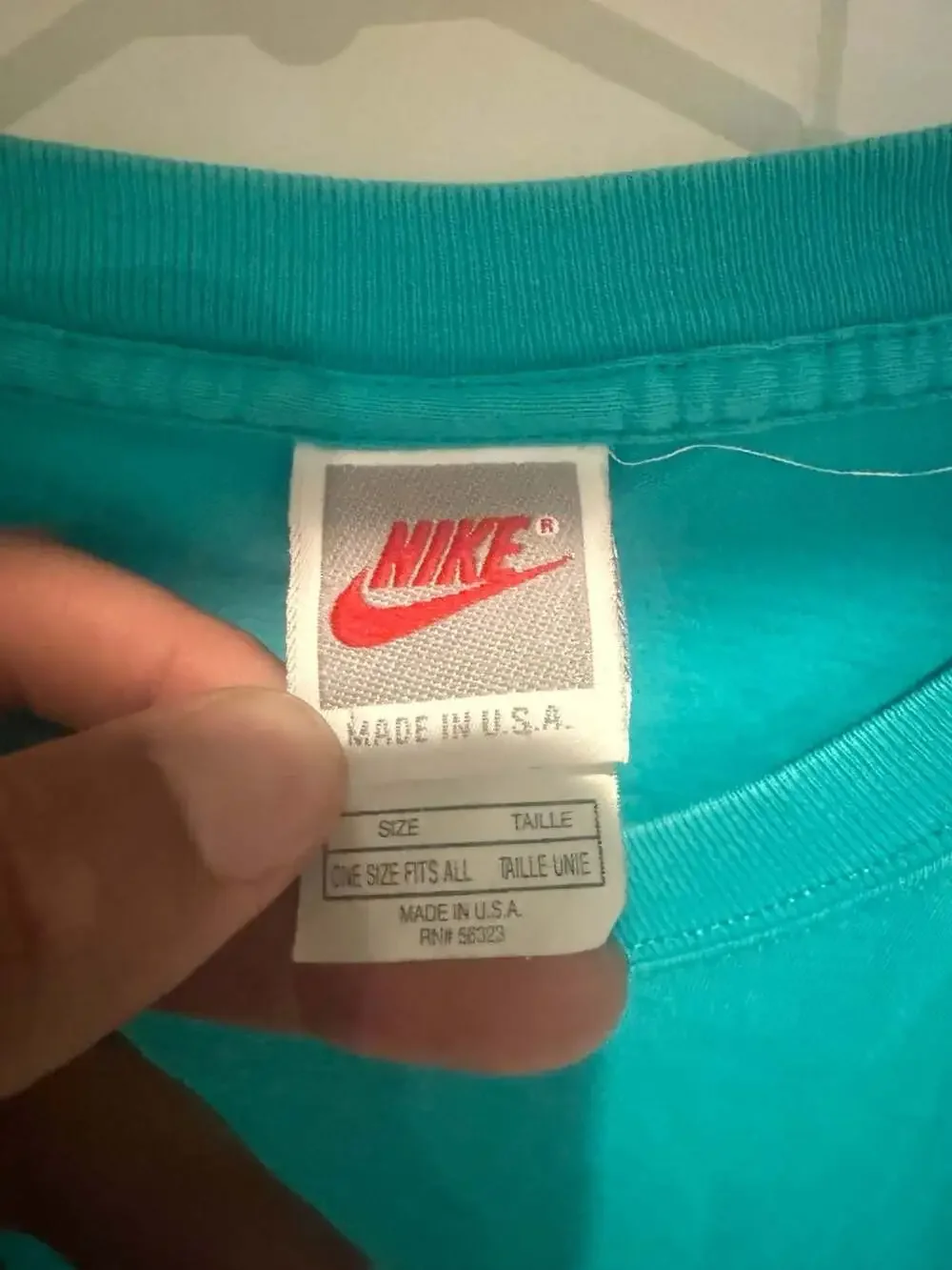Vintage 90s Nike Embroidered Swoosh Teal T-Shirt Made in USA
